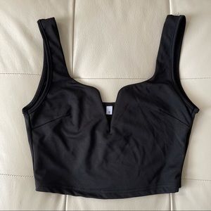 Black Wired V Slit Crop Top